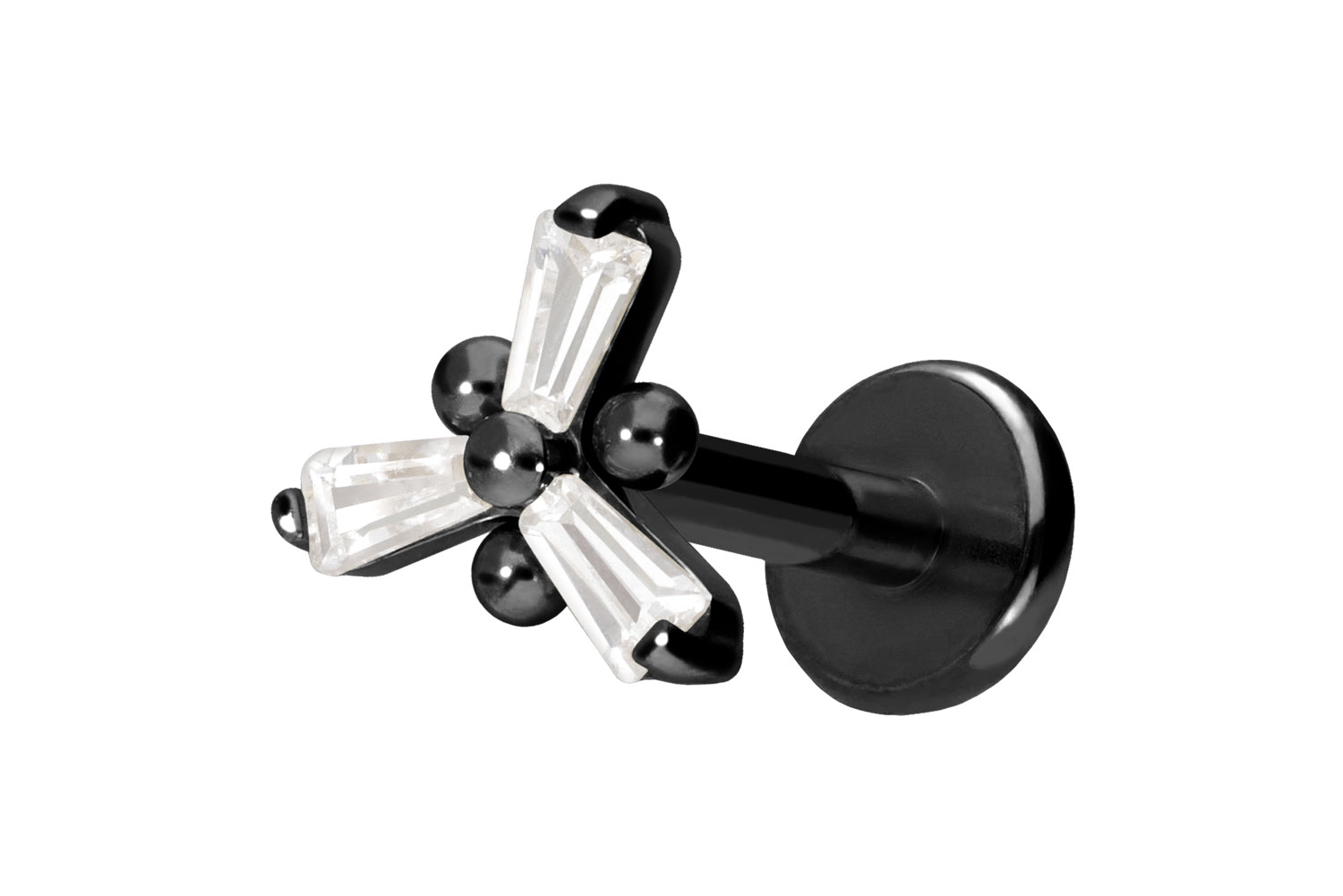 Titan Labret Piercing mit Push Fit KRISTALLBLUME